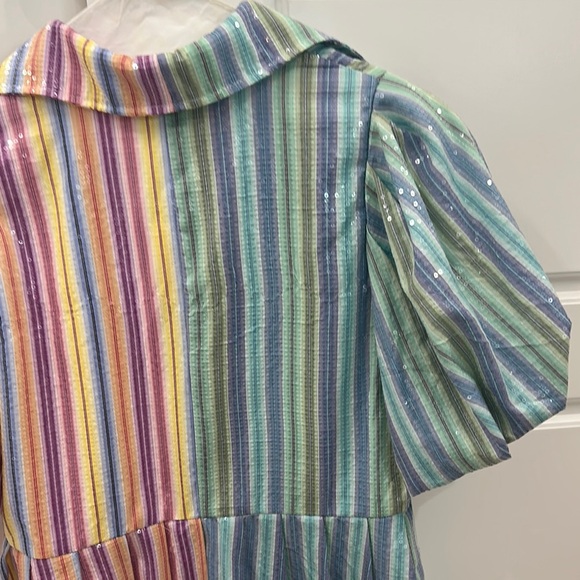 QOS Colorful Striped Sequin Dress - Picture 3 of 4